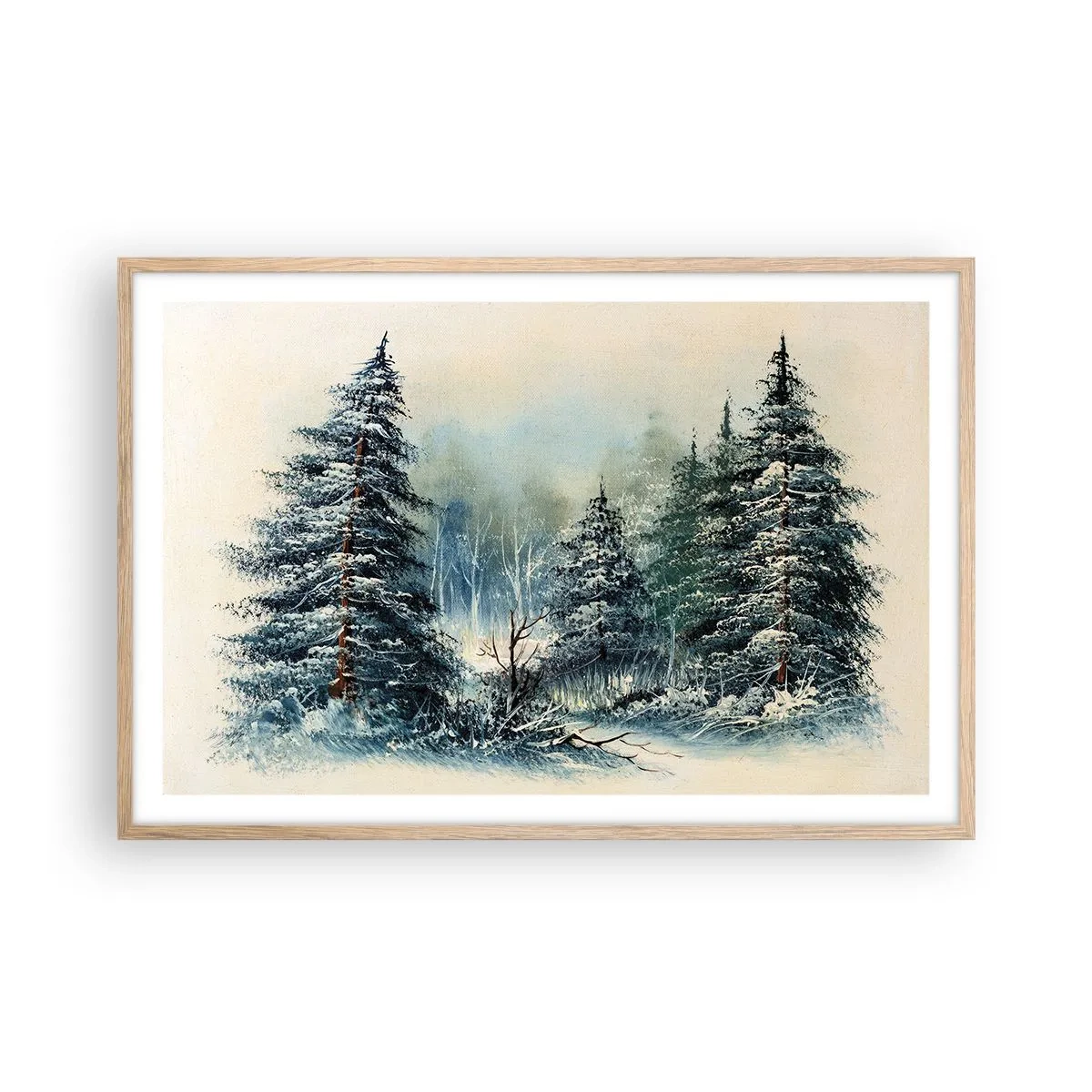 Plagát v ráme zo svetlého duba - Pripravenie na Vianoce - 91x61 cm