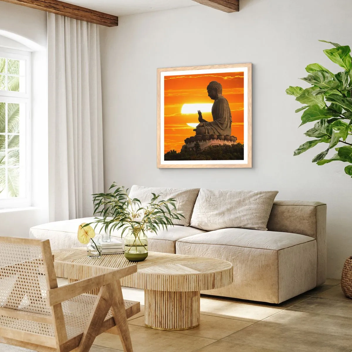 Plagát v ráme zo svetlého duba - Bez strachu zo sveta - 60x60 cm