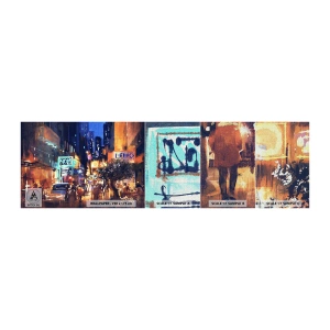 Vzorka fototapety Premium Canvas - A mesto nespí - Mesto, Ľudia, Architektúra - 100x30 cm