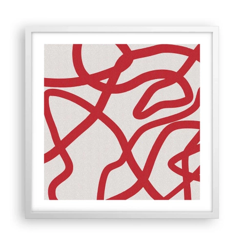 Plagát v bielom ráme - Červené na bielom - 50x50 cm