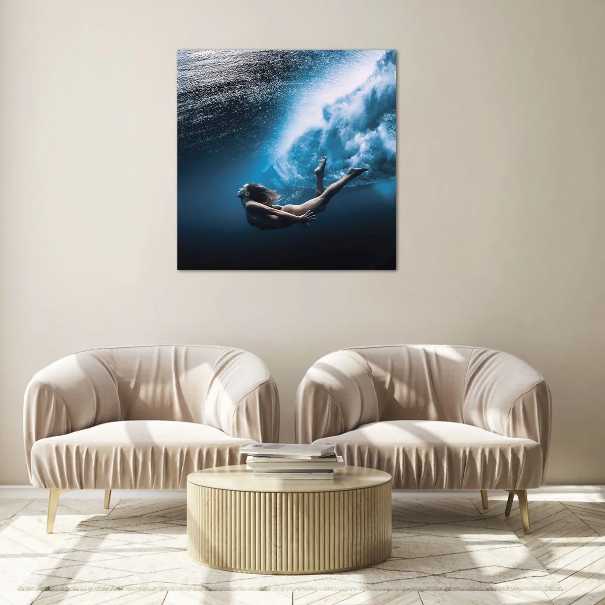 Obraz na skle - Súčasná morská panna - 40x40 cm