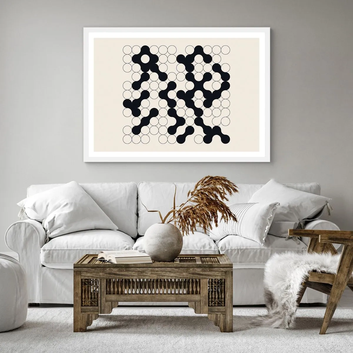 Plagát v bielom ráme - Čínska hra – variácia - 60x60 cm