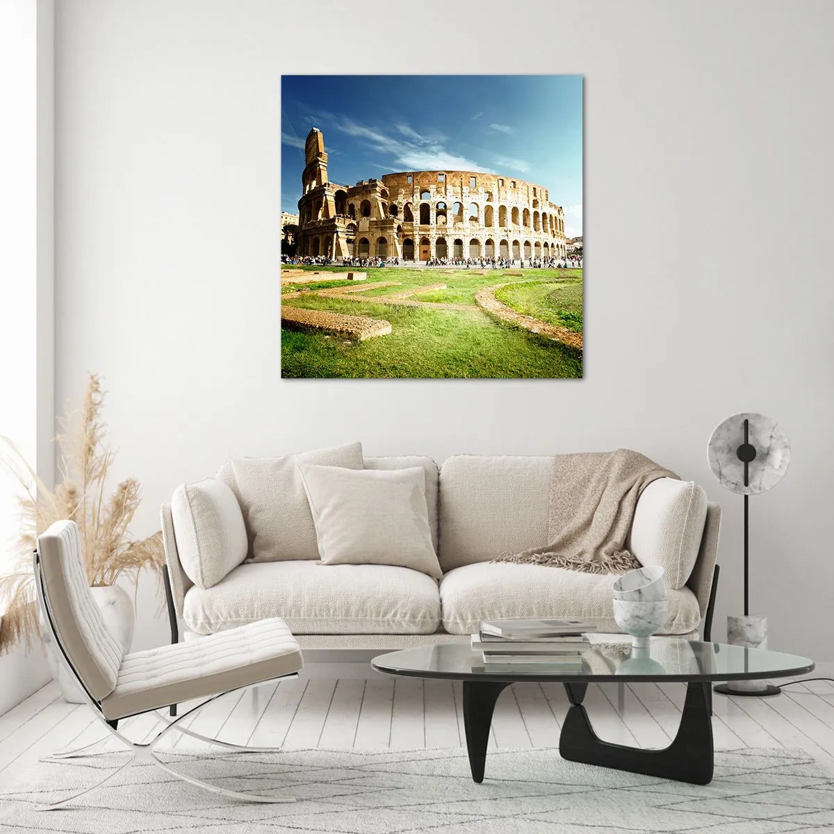 Obraz na skle - Ešte je počuť hrkanie zbraní - 60x60 cm