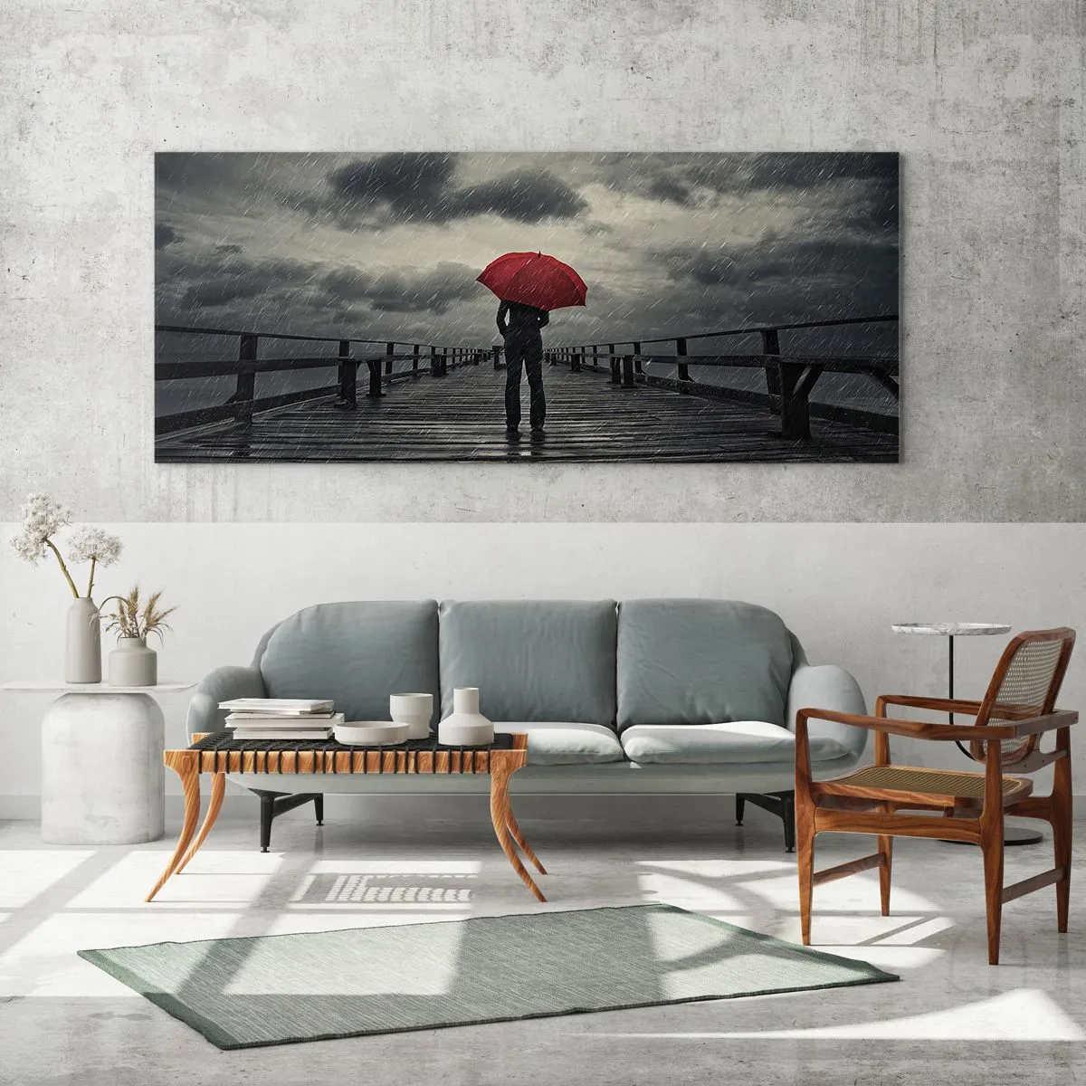 Obraz na skle - Nevadí, že prší - 120x50 cm