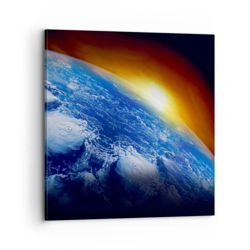 Obraz na plátne - Východ slnka nad modrou planétou - 70x70 cm