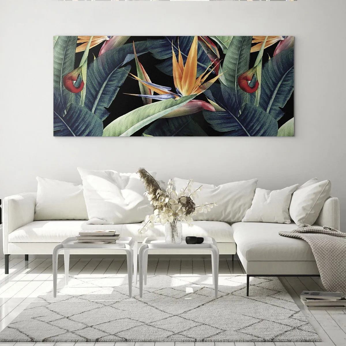 Obraz na skle - Plamenné kvety trópov - 120x50 cm