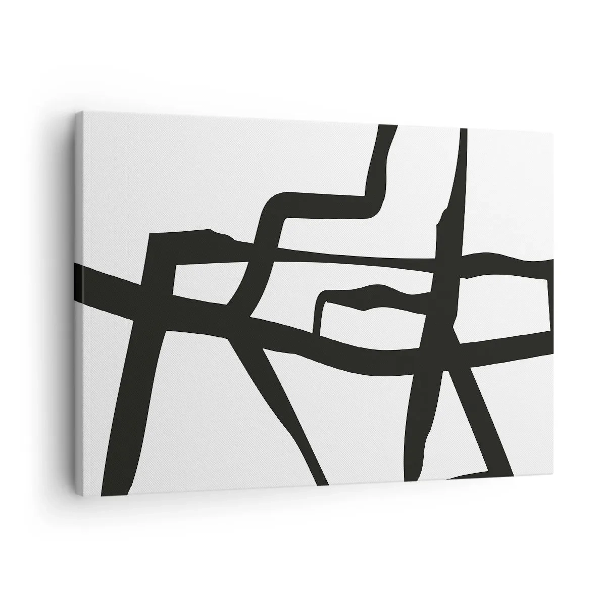 Obraz na plátne - Minimalistický čiernobiely vzor s geometrickými čiarami - 70x50cm - Čiernobiela konštrukcia - Moderná nástenná dekorácia do obývacej izby a spálne ARTTOR