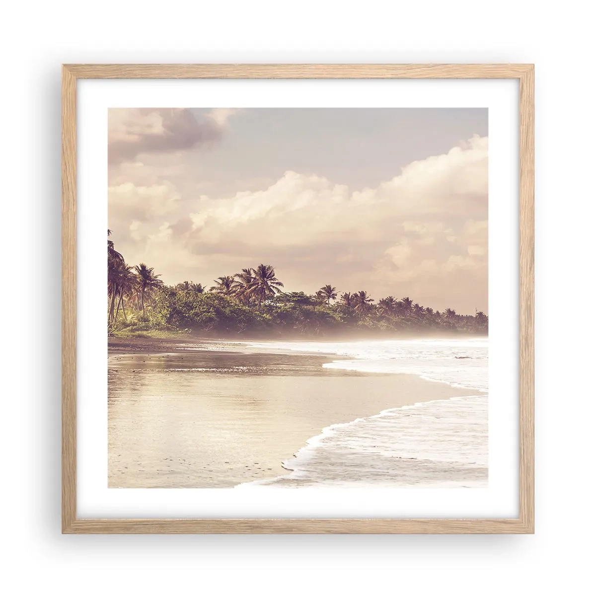 Plagát v ráme zo svetlého duba - Pohladenie vĺn - 50x50 cm