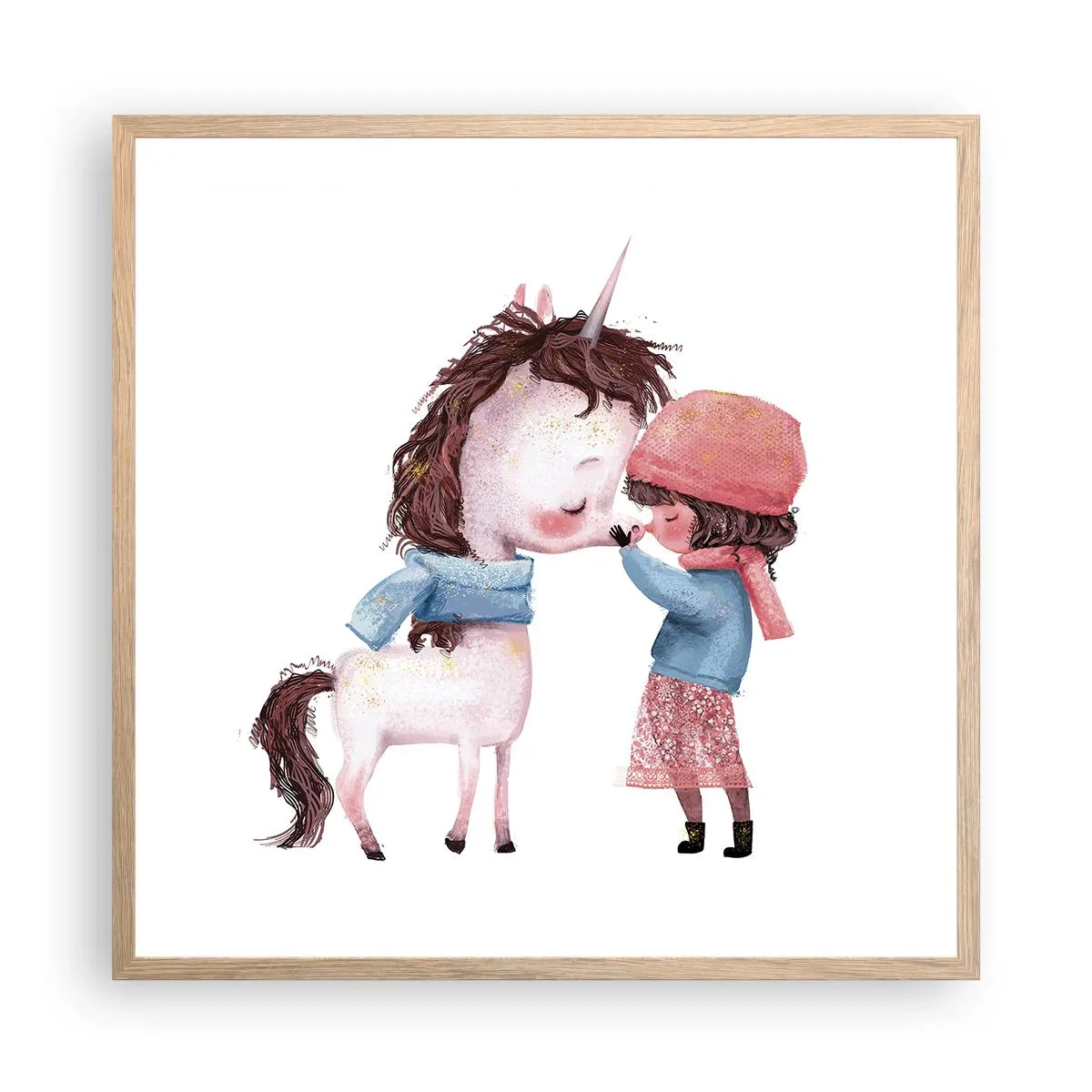 Plagát v ráme zo svetlého duba - Zimný príbeh - 60x60 cm