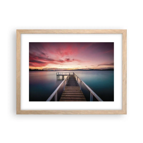 Plagát v ráme zo svetlého duba - Jemný plameň večera - 40x30 cm