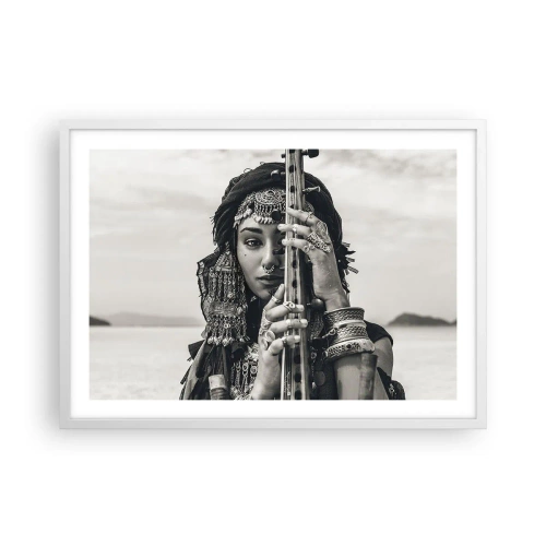 Plagát v bielom ráme - Samotná hudba orientu - 70x50 cm