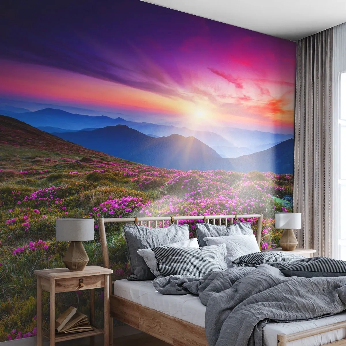 Samolepiaca Fototapeta Deluxe Sticker - Zavoňali svieže púčiky byliniek z obilných polí - Krajina, hory, Kvety - 250x175 cm