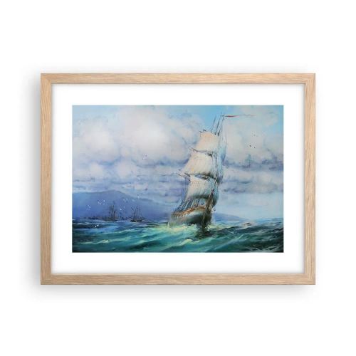 Plagát v ráme zo svetlého duba - Šťastnú cestu - 40x30 cm