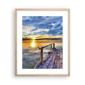 Plagát v ráme zo svetlého duba - Vietor ide odpočívať - 40x50 cm