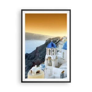Plagát v čiernom ráme - Santorini - v náruči skál - 61x91 cm