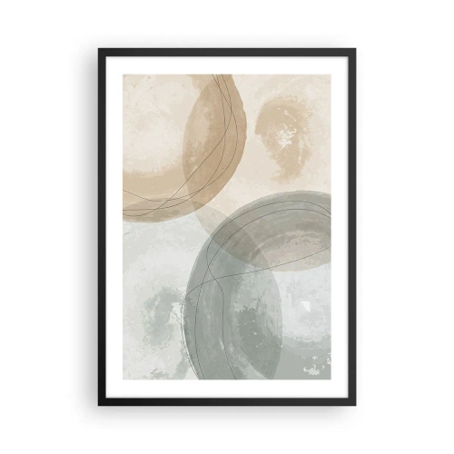 Plagát v čiernom ráme - Geometrické tvary v pastelových zemitých tónoch - 50x70cm - Prenikanie svetov - Moderná nástenná dekorácia do obývacej izby a spálne ARTTOR
