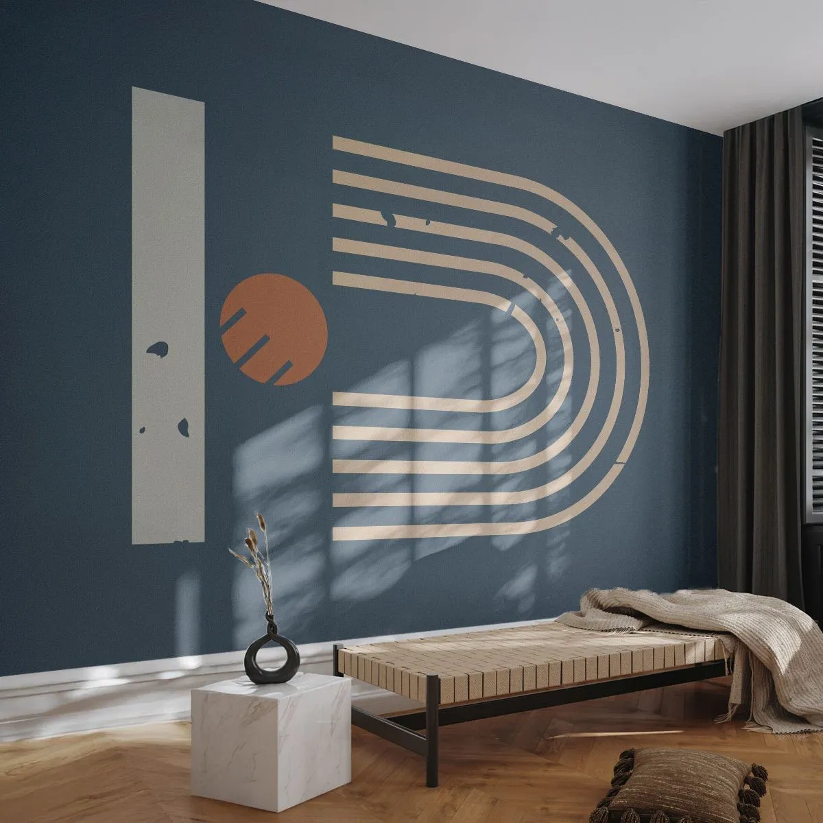 Fototapeta Premium Canvas - Geometria v námorníckej modrej - Abstrakcia, Kus, Grafika - 100x70 cm