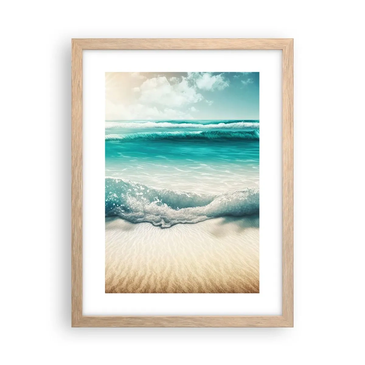 Plagát v ráme zo svetlého duba - Kľud oceánu - 30x40 cm