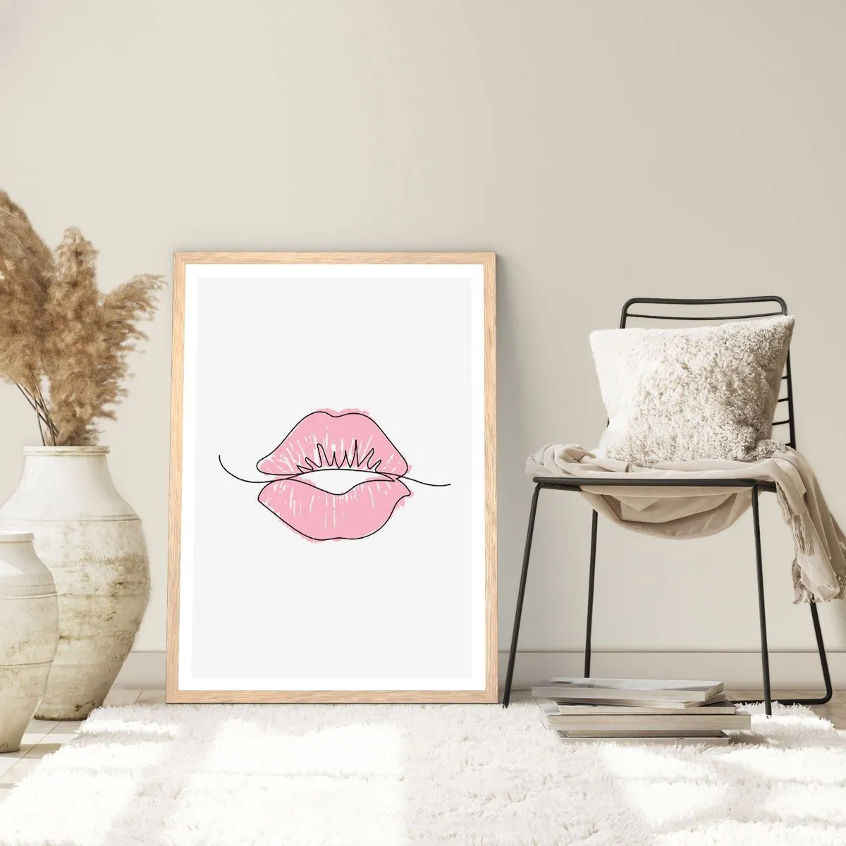 Plagát v ráme zo svetlého duba - Si pripravený na bozk? - 70x100 cm