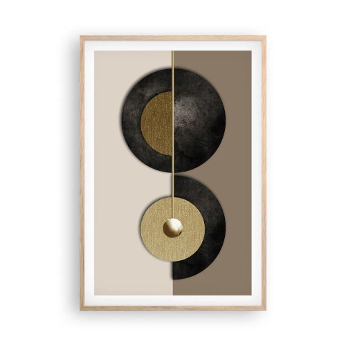 Plagát v ráme zo svetlého duba - Variácie okolo kruhu - 61x91 cm
