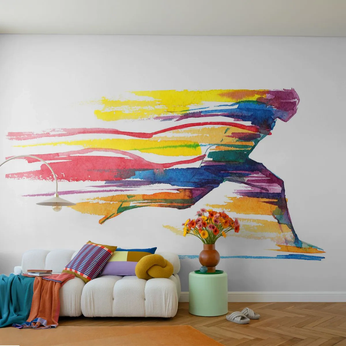 Fototapeta Premium Canvas - Dúhový beh - Abstrakcia, Šport, Bežec - 250x175 cm