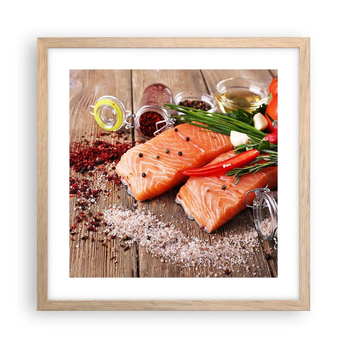 Plagát v ráme zo svetlého duba - Nórske dobrodružstvo v kuchyni - 40x40 cm