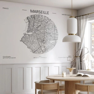 Samolepiaca Fototapeta Deluxe Sticker - Anatómia Marseille - Mapa, Marseille, Francúzsko - 250x175 cm