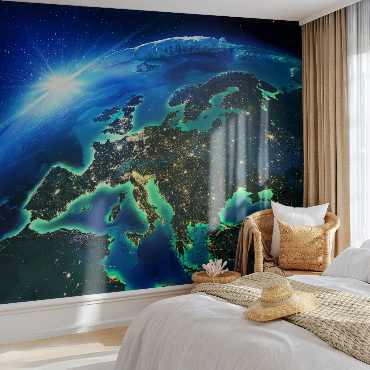 Fototapeta Premium Canvas - Iskrivá Európa - Kozmos, Planéta Zem, kontinentov - 250x175 cm