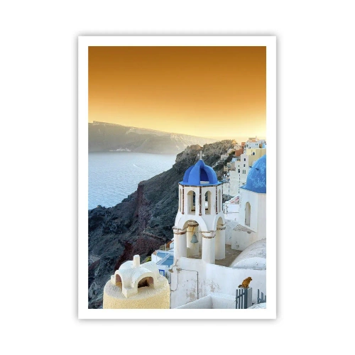 Plagát - Santorini - v náruči skál - 70x100 cm