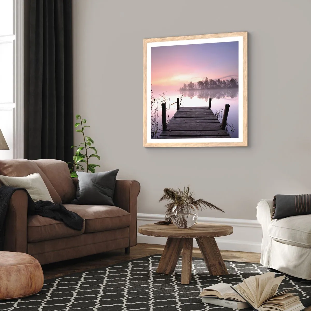 Plagát v ráme zo svetlého duba - Z ľaliovej hmly… - 60x60 cm