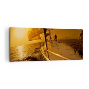 Obraz na plátne - Zlatý večer po viacfarebnom dni - 100x40 cm