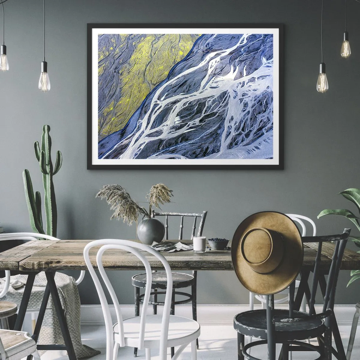 Plagát v čiernom ráme - Jaskynné maľby prírody - 70x50 cm