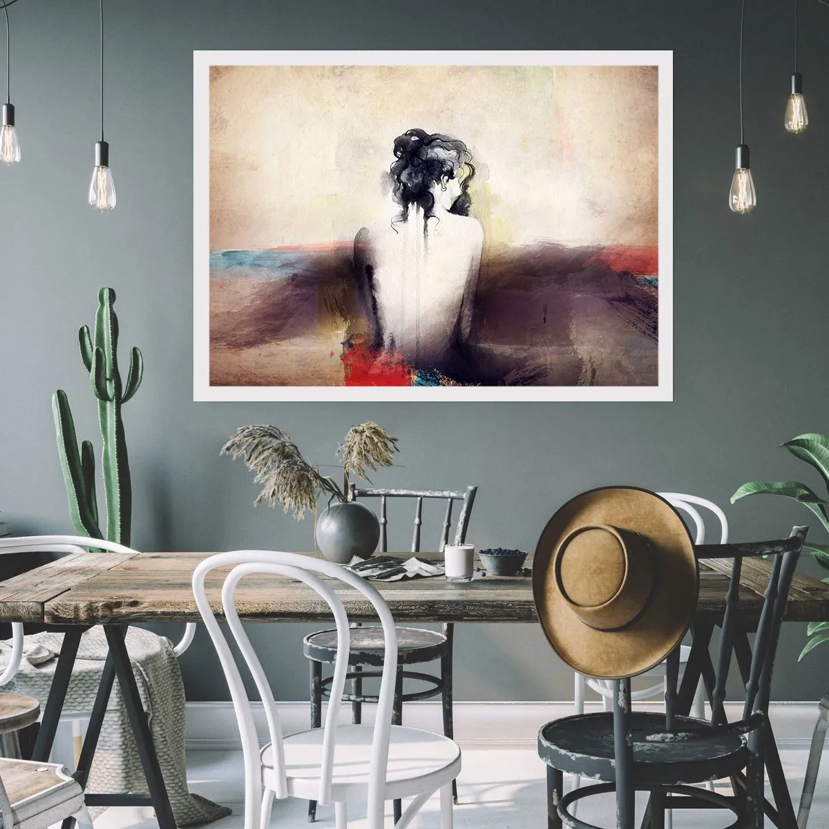 Plagát - Jemné línie, oválne tvary - 100x70 cm