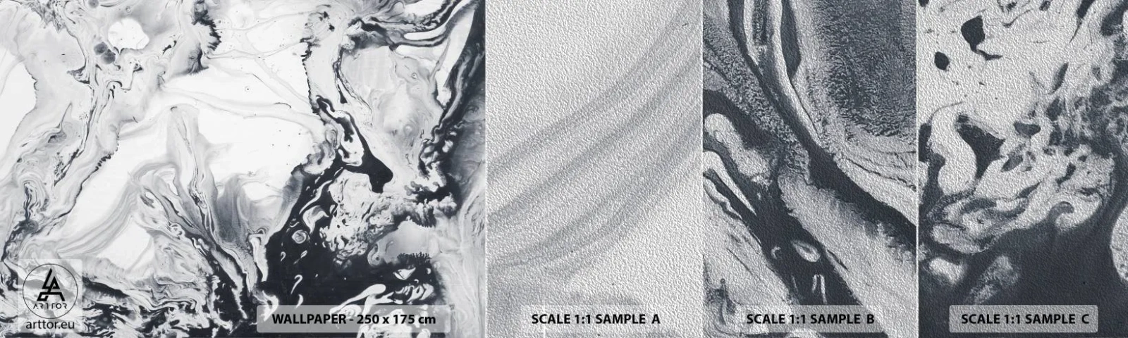 Vzorka fototapety Premium Sand - Zemské vnútro - Abstrakcia, Kus, Čierna a biela - 100x30 cm