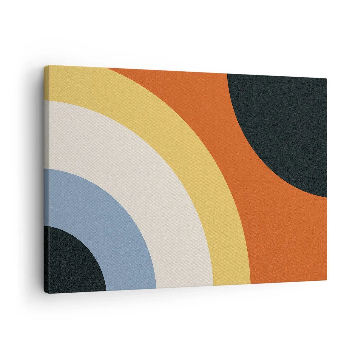 Obraz na plátne - Abstraktné umelecké dielo s farebnými oblúkmi a kontrastnými kruhmi - 70x50cm - K sebe samému - Moderná nástenná dekorácia do obývacej izby a spálne ARTTOR