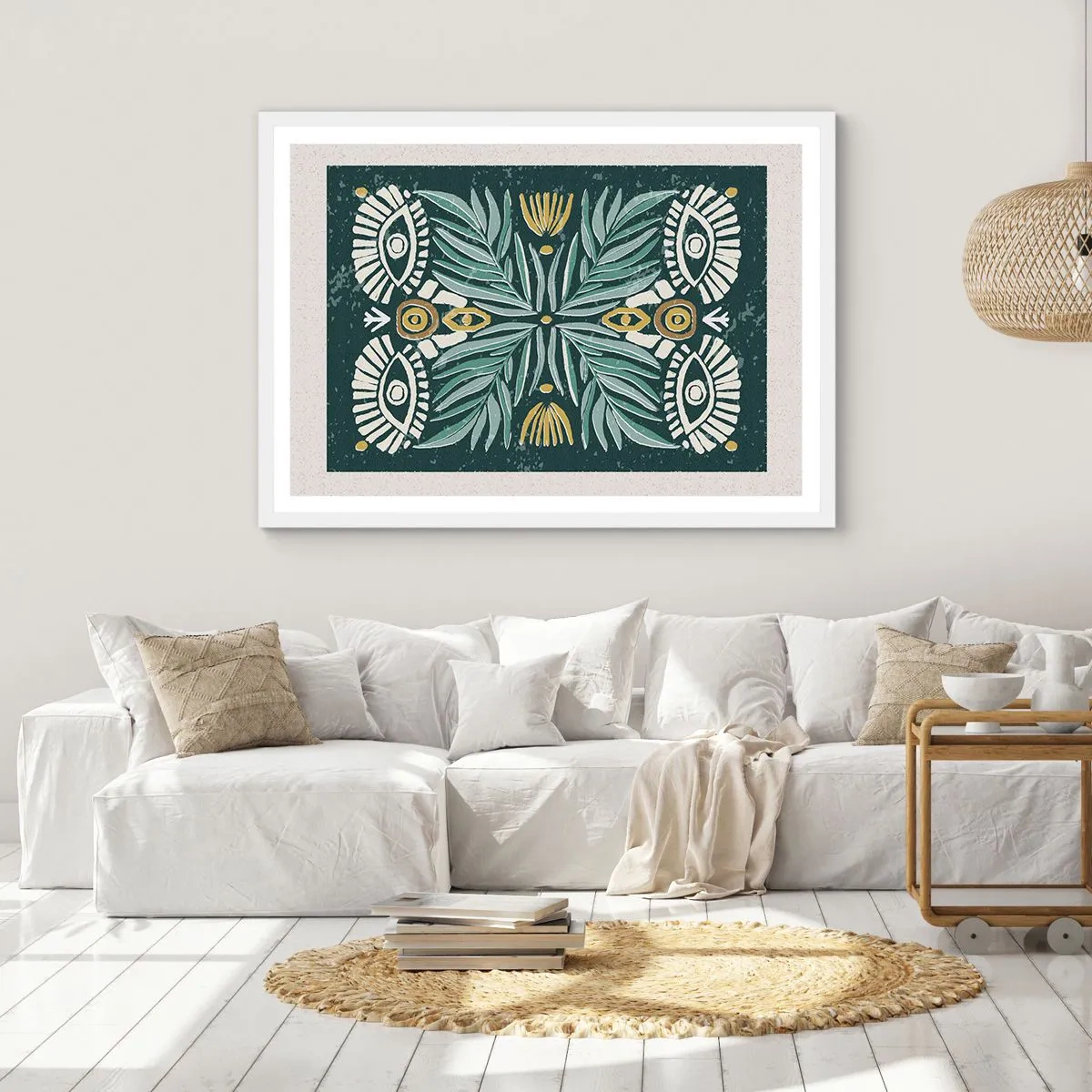 Plagát v bielom ráme - Ako ľudová vystrihovačka - 100x70 cm