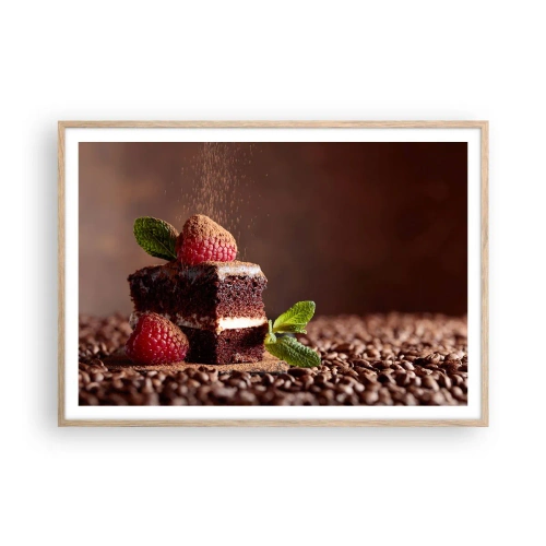 Plagát v ráme zo svetlého duba - Život je sladký - 100x70 cm