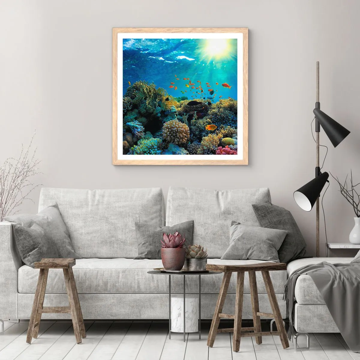 Plagát v ráme zo svetlého duba - Podvodné poklady - 40x40 cm