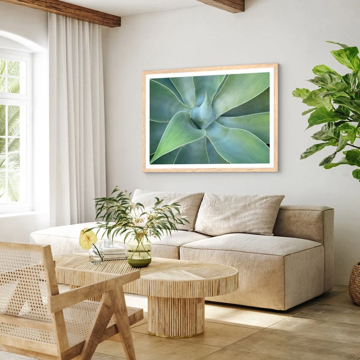 Plagát v ráme zo svetlého duba - Zrodenie zelene - 70x50 cm