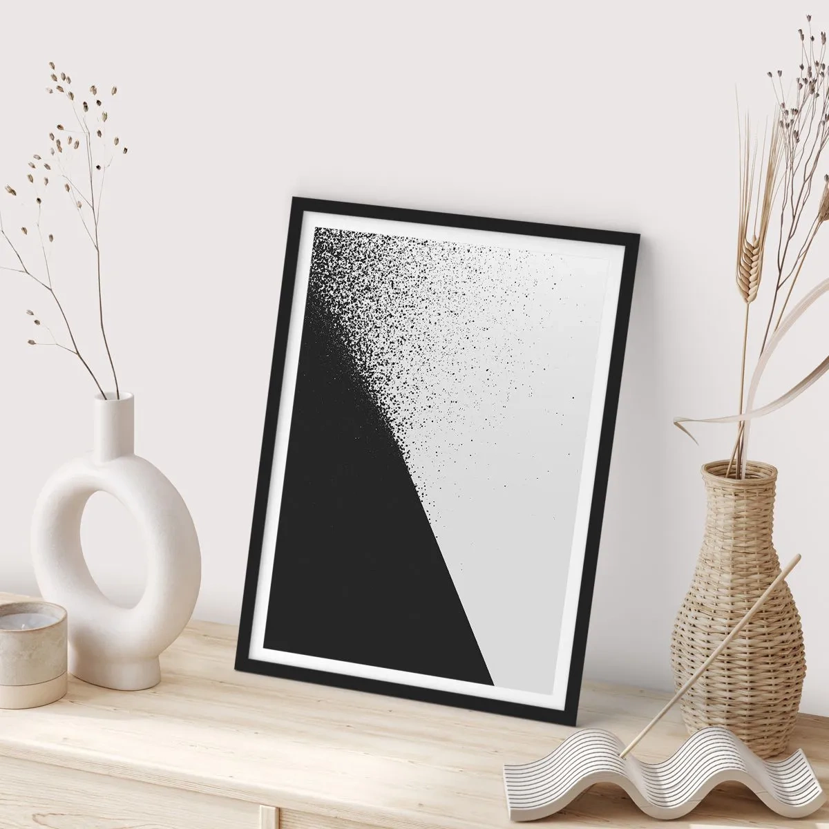 Plagát v čiernom ráme - Abstraktný vzor v čiernej a bielej farbe - 50x70cm - Rýchlejšie a rýchlejšie, viac a viac - Moderná nástenná dekorácia do obývacej izby a spálne ARTTOR
