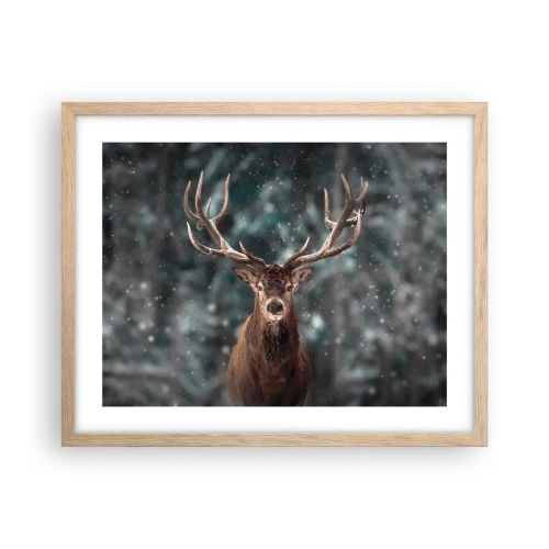 Plagát v ráme zo svetlého duba - Skutočný kráľ lesa - 50x40 cm