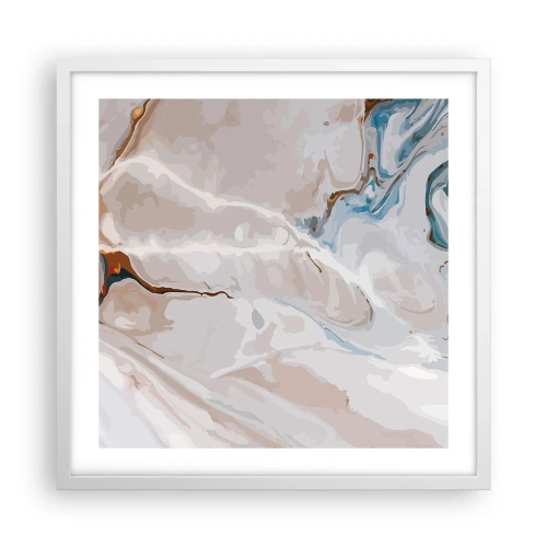 Plagát v bielom ráme - Modré meandre pod bielou - 50x50 cm