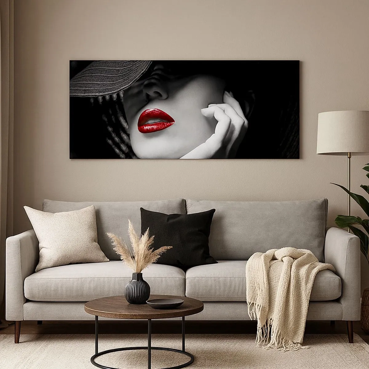 Obraz na plátne - Štúdia v šarlátovej - 100x40 cm