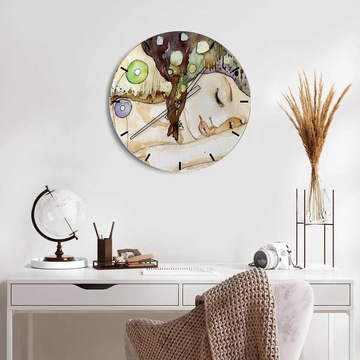 Nástenné hodiny - Smaragdovo-fialový sen - 30x30 cm