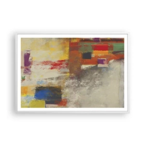 Plagát v bielom ráme - Geometria farieb - 100x70 cm