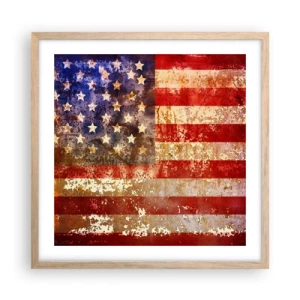 Plagát v ráme zo svetlého duba - Chvála nekončí - 50x50 cm