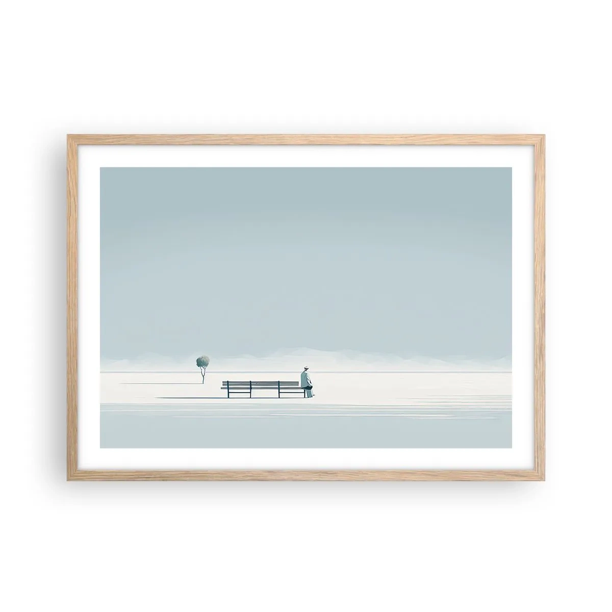 Plagát v ráme zo svetlého duba - Áno, čakám. - 70x50 cm