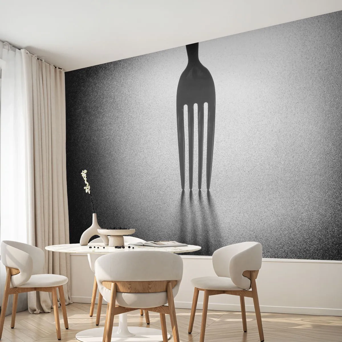 Fototapeta Premium Canvas - Svetlo a tieň - Vidlička, Príbory, Kuchyňa - 250x175 cm