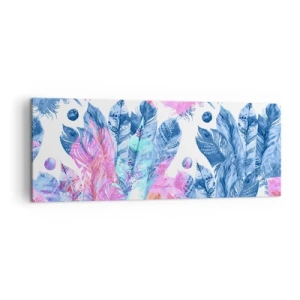 Obraz na plátne - Chocholy v ružovej a blankytnej - 140x50 cm
