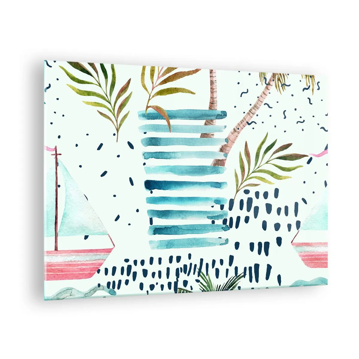 Obraz na skle - Prázdniny pod palmami - 70x50cm - Prázdniny pod palmami - Moderná nástenná dekorácia do obývacej izby a spálne ARTTOR